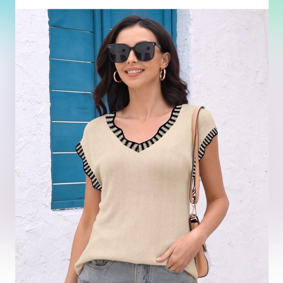 Women’s Short Sleeve Sweater Sleeveless Vests Loose fit Tank Cap Sleeve Knit - Picture 3 of 6